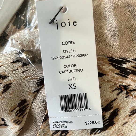 NWT JOIE Corie Silk Abstract Leopard Print Smocked Sleeveless Tank Top - XS - Picture 14 of 16